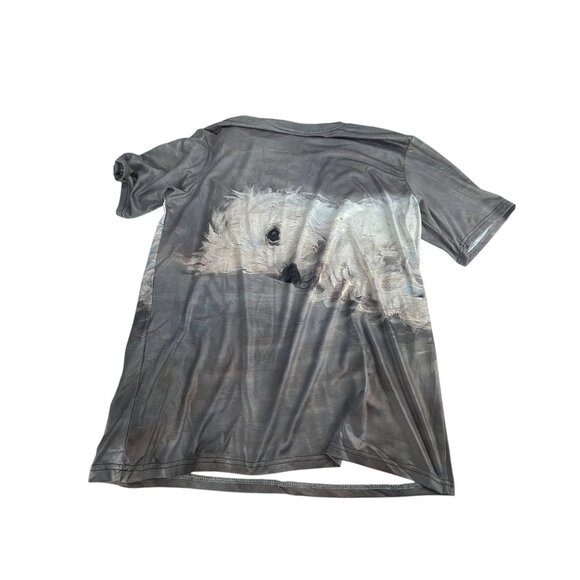 White Dog Graphic T-Shirt Large Gray Short Sleeve Casual Tee Unisex Streetwear - Picture 2 of 6